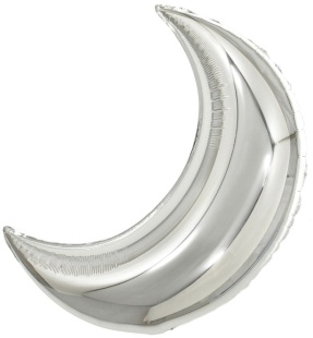 Шар с клапаном (10''/25 см) Мини-фигура, Полумесяц, Серебро, 1 шт.