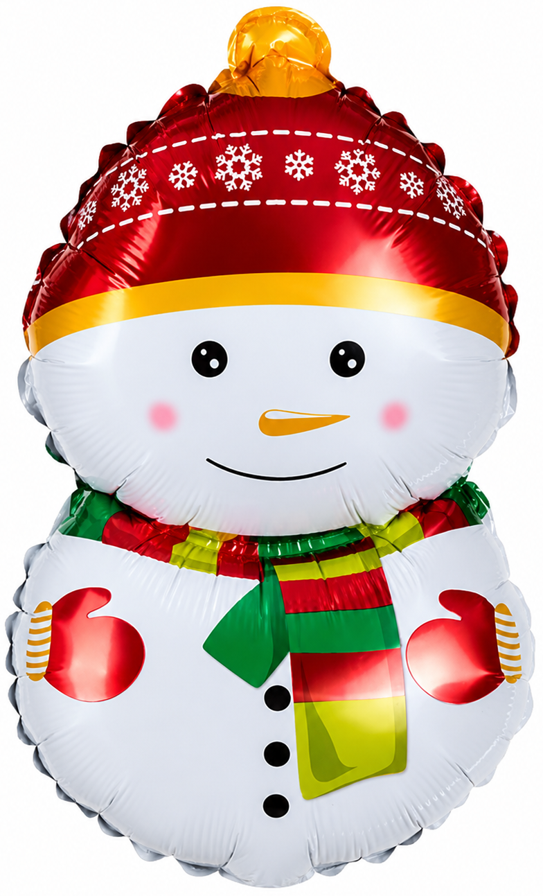 Шар с клапаном (17''/43 см) Мини-фигура, Снеговик в шапочке, 5 шт. в уп.