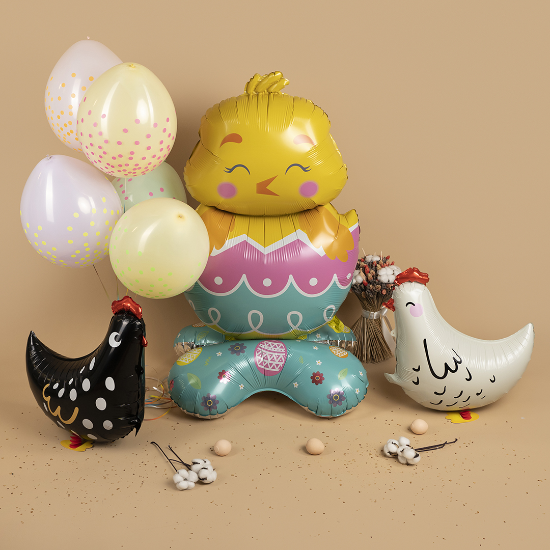 Шар 3D (23''/58 см) Ходячая Фигура, Курица, Белый, 1 шт.