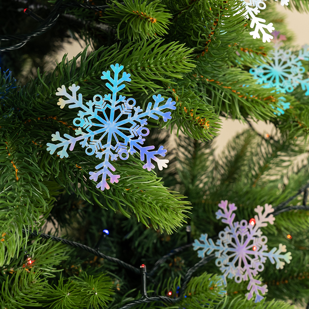 Декоративное украшение Снежинки Льдинки, 9 см, Серебро, Голография, 8 шт.