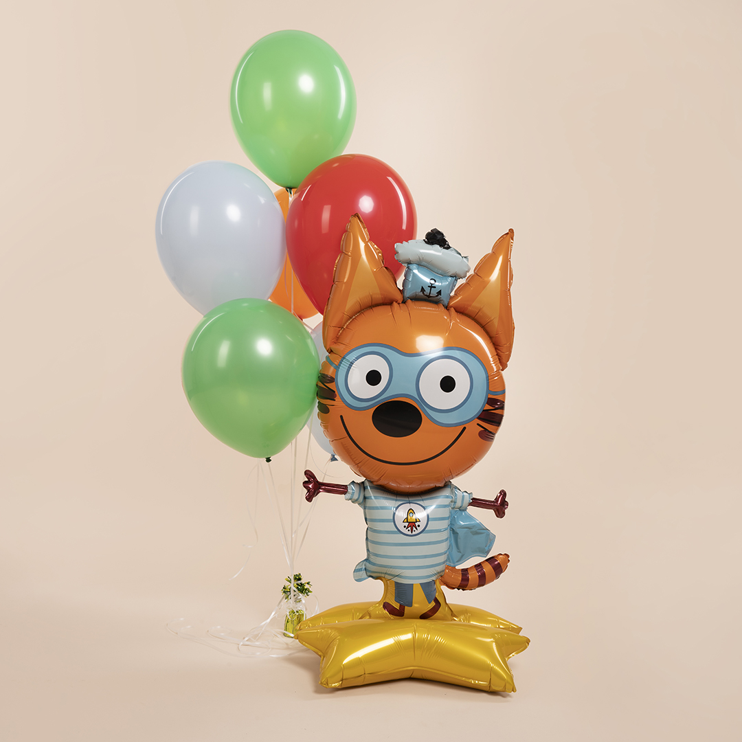 Шар 3D (48''/122 см) Фигура на подставке, Три Кота, Коржик, 1 шт. в уп.