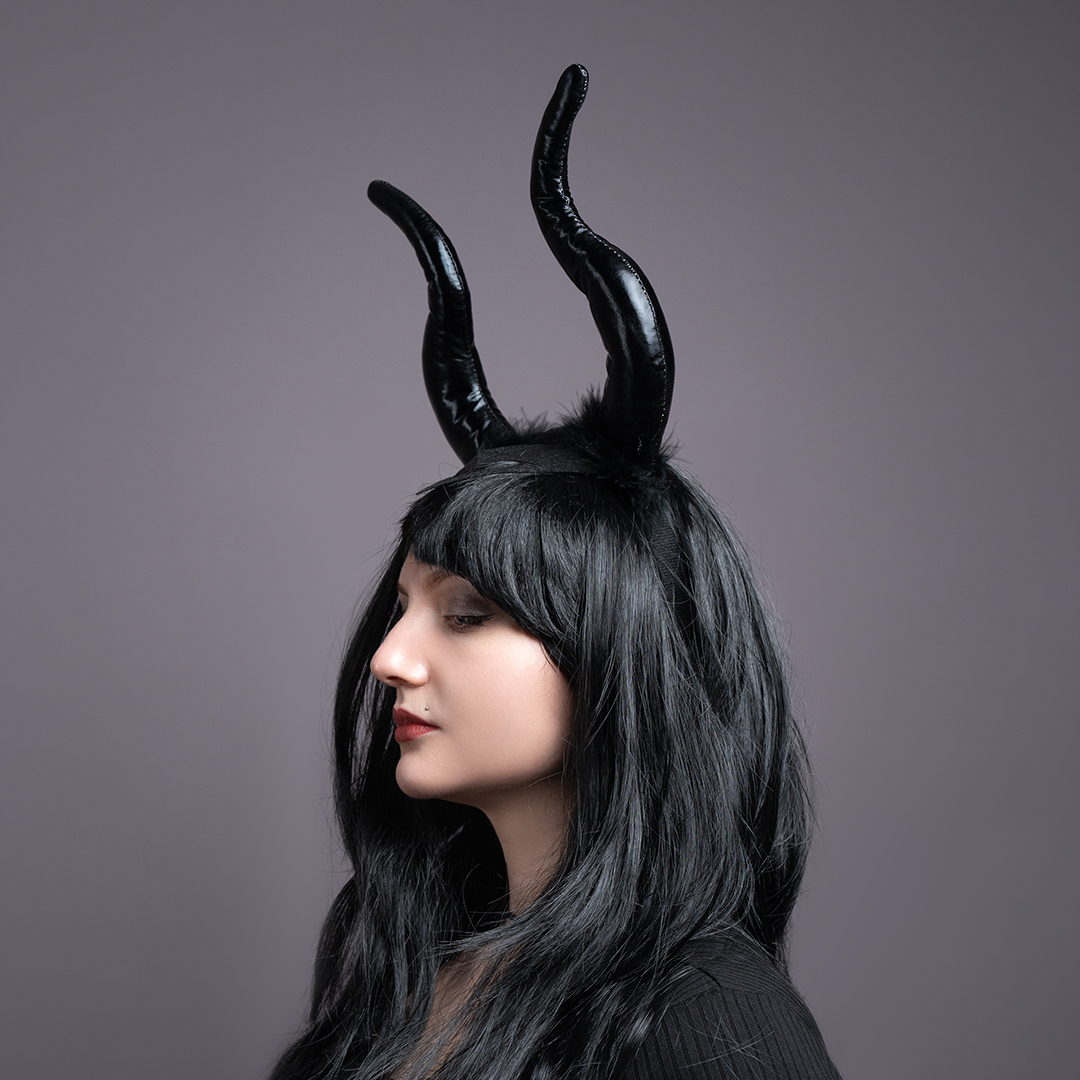 Ободок, Объемные рога, Черный, 30*25 см, 1 шт. 