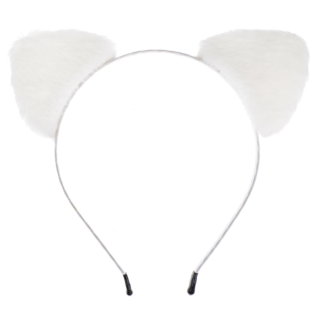 Ободок, Пушистые ушки - фурри, Белый, 1 шт. 