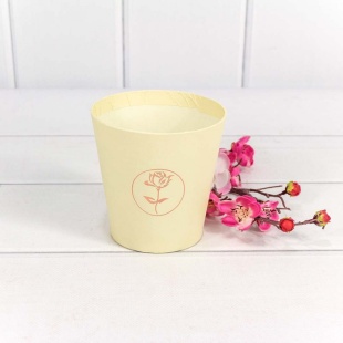 Коробка для цветов, Ваза, Тиснение Цветок, Бежевый, 10,7*10,6 см, 1 шт. 