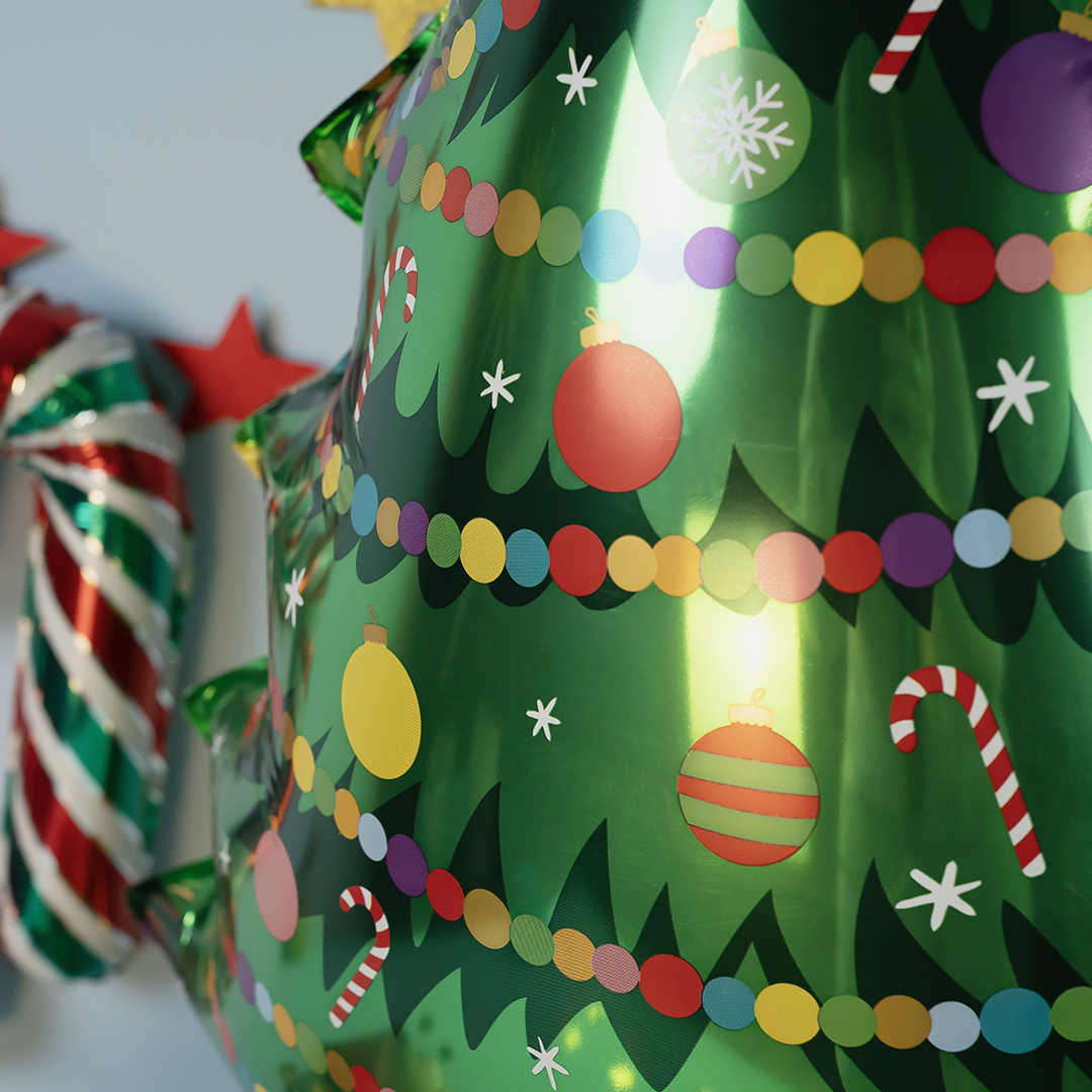 Шар 3D (32''/81 см) Фигура на подставке, Новогодняя елочка, Ярко-зеленый, 1 шт.