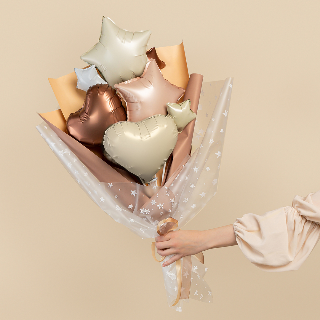Шар с клапаном (10''/25 см) Мини-сердце, Кремовый, Сатин, 1 шт.