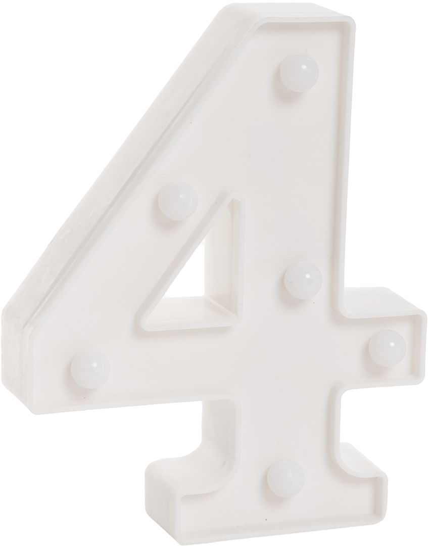 Световая фигура Цифра, 4, 16 см. Белый, 1 шт.