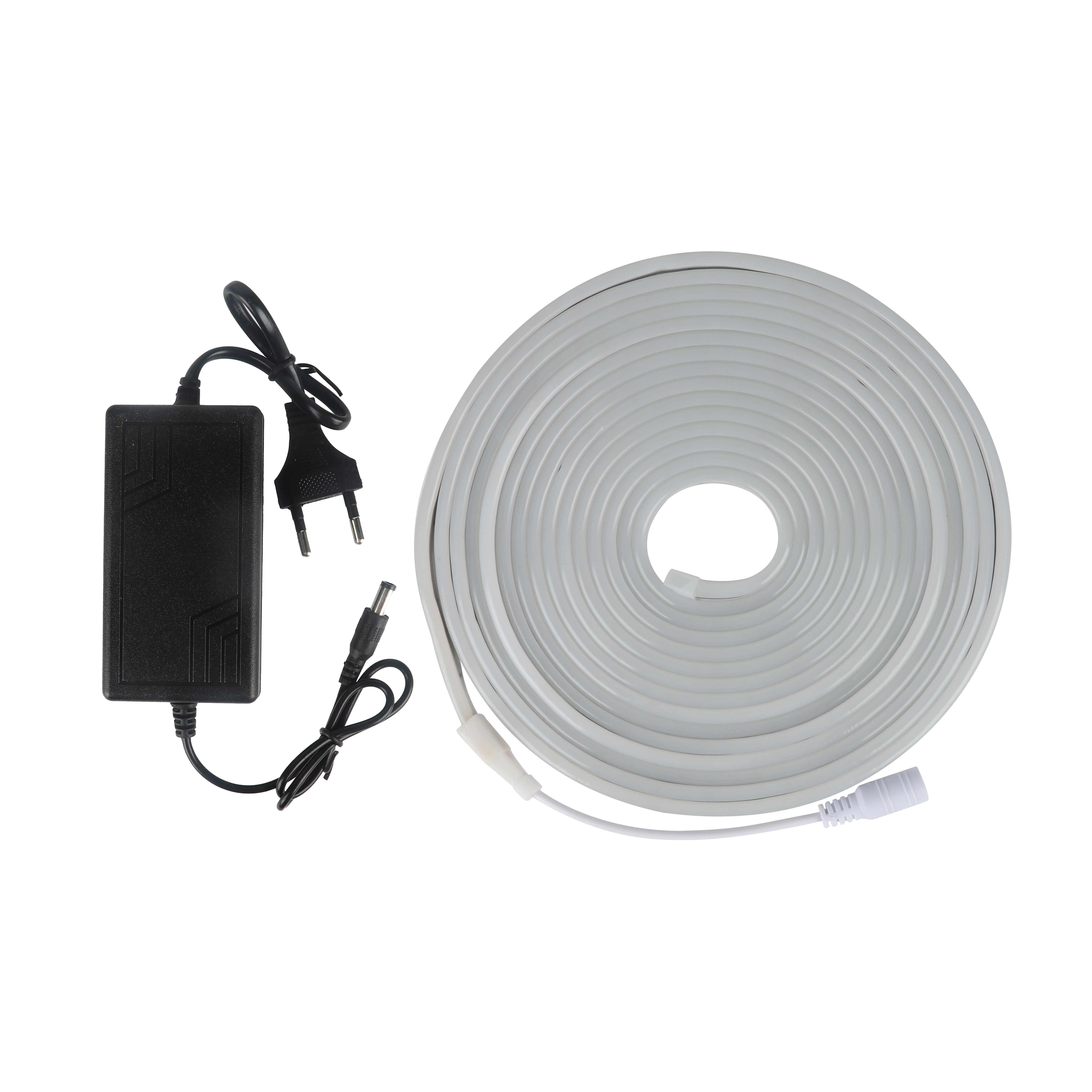 Светодиодная гирлянда, Дюралайт 120 Led/м, с адаптером, 6*12мм,12v, 5 м. Теплый белый, 1 шт.