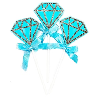 Топперы, Алмаз, Голубой, с блестками, 5 шт.