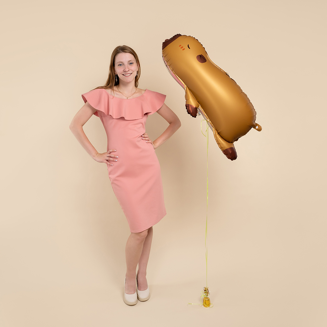 Шар 3D (33''/84 см) Фигура, Капибара, Сатин, 1 шт. в уп.