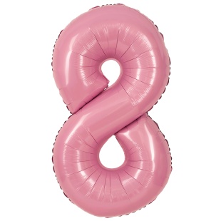 Шар (40''/102 см) Цифра, 8, Розовый, Матовый, 1 шт. в уп.
