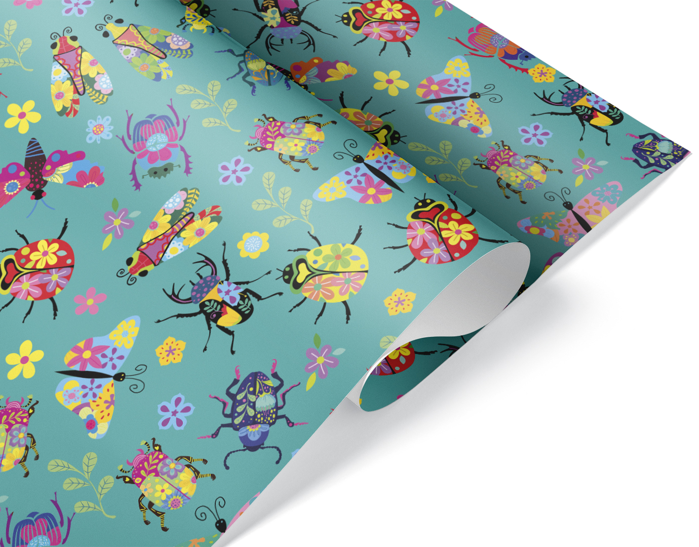 Упаковочная бумага 80гр (0,7*1 м) Букашки, 10 шт.