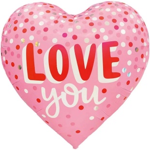 Шар (63''/160 см) Сердце, Люблю Тебя, Светло-розовый, 1 шт. в уп.