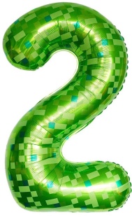 Шар (40''/102 см) Цифра, 2 Пиксели, Зеленый, 1 шт. в уп.