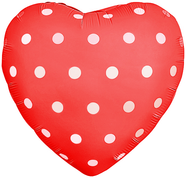 Шар (18''/46 см) Сердце, Горошек, Красный, 1 шт.