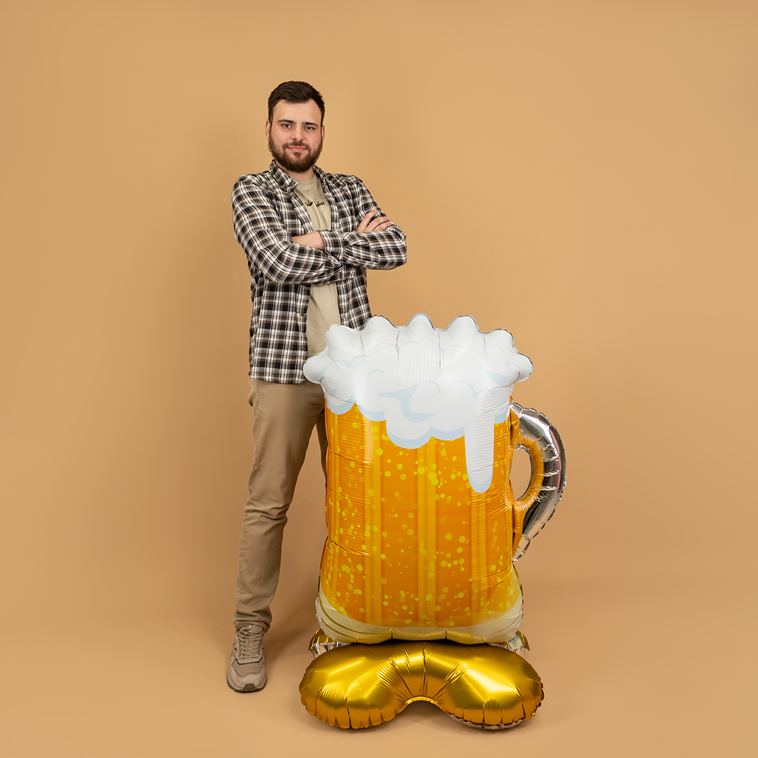 Шар 3D (60''/152 см) Фигура на подставке, Кружка пива, 1 шт. в уп.