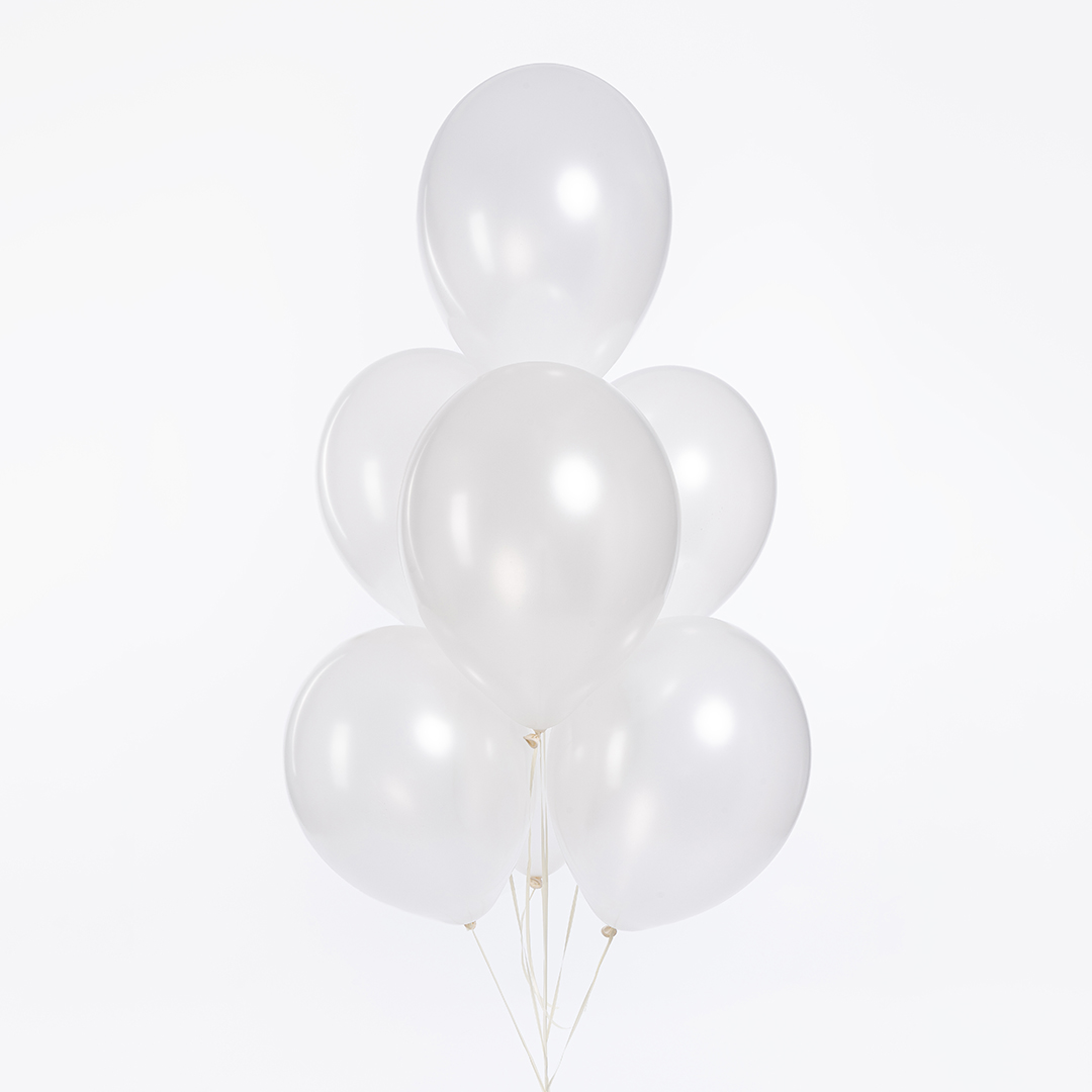Шар (12''/30 см), Белый, металлик, 100 шт.