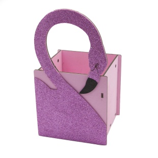 Декоративный ящик Фламинго, Розовый, с блестками, 22*14*12 см, 1 шт. 