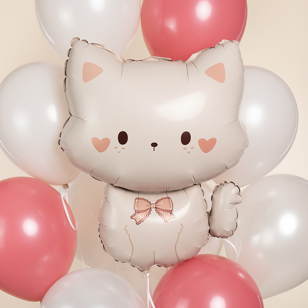 Шар (22''/56 см) Фигура, Кошечка с бантиком, 1 шт. в уп.
