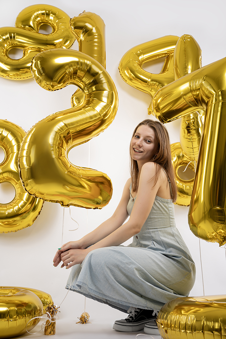 Шар (40''/102 см) Цифра, 2, Золото, 1 шт. в уп.