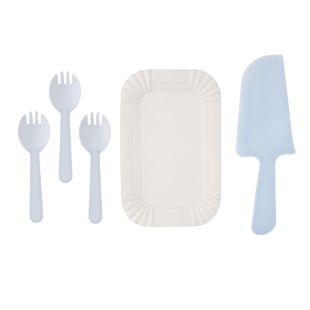 Десертный набор, Ням-Ням, Тарелки, Вилки, Нож, Голубой, 11 шт. в упак. 