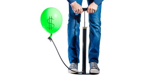 pump and balloon man shakes a balloon with a dollar sign 105034 234