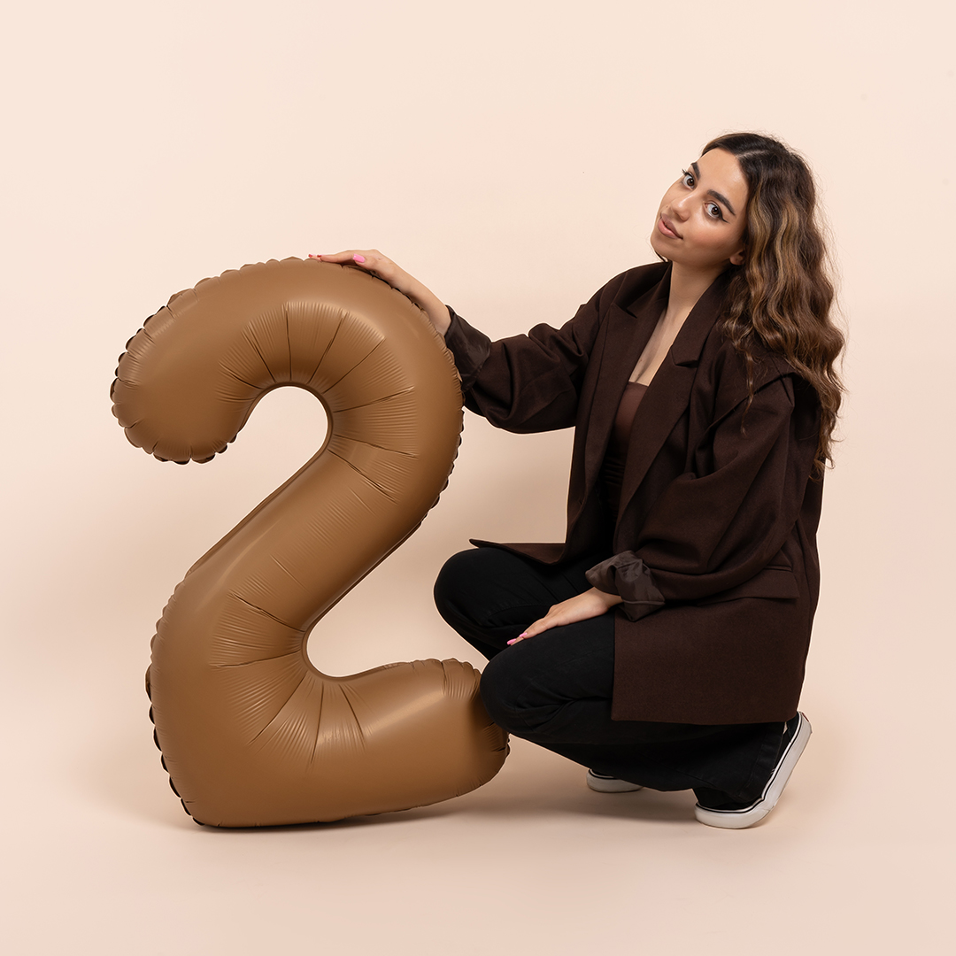 Шар (40''/102 см) Цифра, 2 Slim, Шоколад, Матовый, 1 шт. Шар (40''/102 см) Цифра, 2 Slim, Шоколад, Матовый, 1 шт.