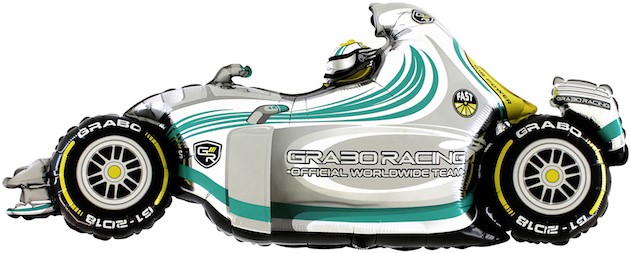 Шар (49''/124 см) Фигура, Гоночный автомобиль, Серый, 1 шт.