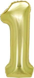 Шар (40''/102 см) Цифра, 1, Белое золото, Металлик, 1 шт. в уп.