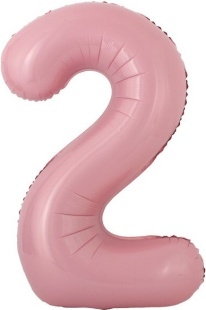 Шар с клапаном (16''/41 см) Мини-цифра, 2, Розовый, Матовый, 1 шт.