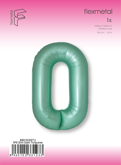 Шар (40''/102 см) Цифра, 0 Slim, Тиффани, Сатин, 1 шт. в уп.