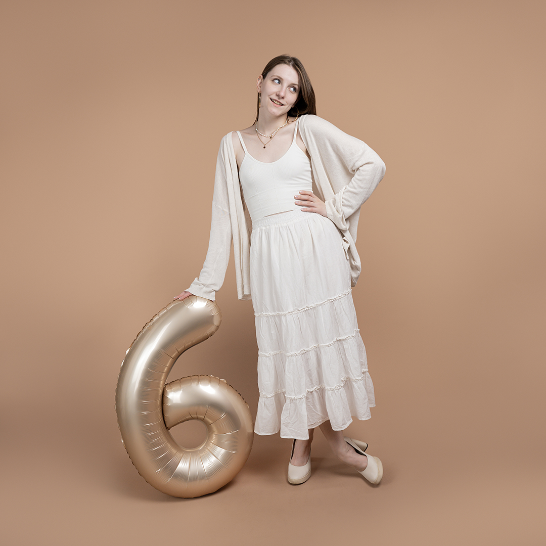 Шар (40''/102 см) Цифра, 6 Slim, Звездное Золото, Матовый, 1 шт.