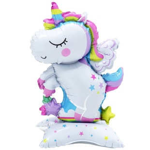 Шар 3D (16''/41 см) Мини-фигура на подставке, Нежный единорог, 1 шт. в уп.
