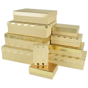 Набор коробок Нежный микс, Бежевый/Золото, Металлик, 37*27*11 см, 10 шт. в упак. 