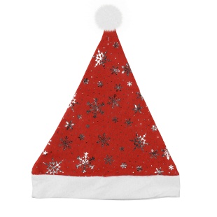 Колпак Новогодний, Серебристые снежинки, Красный, 54-56 разм., 1 шт. 