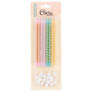 Свечи Изящный микс, Металлик, 0,7*12 + 1 см, 16 шт. с держат.