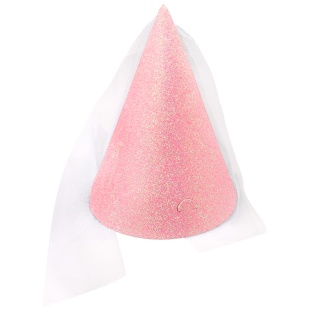 Колпаки с блестками и фатой, Светло-розовый, 16 см, 6 шт. в упак. 