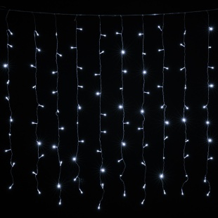 Светодиодная гирлянда, Занавес 100 Led, 8 режимов, IP14, 1*1 м. Белый, 1 шт.