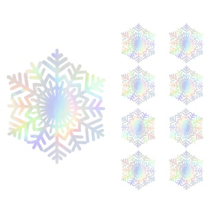 Декоративное украшение Волшебные снежинки, 9 см, Серебро, Голография, 8 шт.