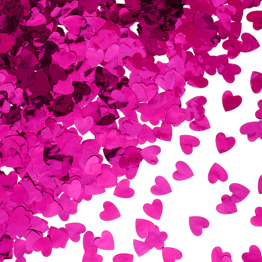 Конфетти фольга Сердце, Фуксия, Металлик, 1,5 см, 50 г.