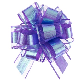 Текстильный бант Шар, Широкая полоса, Северное сияние, Виноград, Перламутр, 15 см, 1 шт. в упак. 