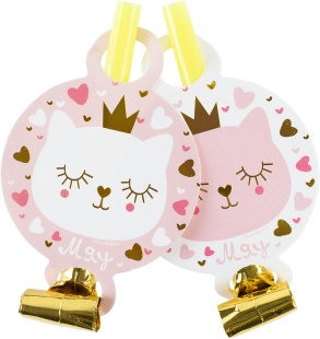 Карнавальные язычки гудки, Котенок Принцесса, 11 см, 6 шт. в упак. 