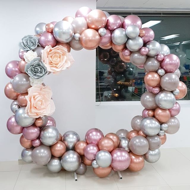 Шар (12''/30 см) Reflex, Зеркальный блеск, Розовый (909), хром, 50 шт.