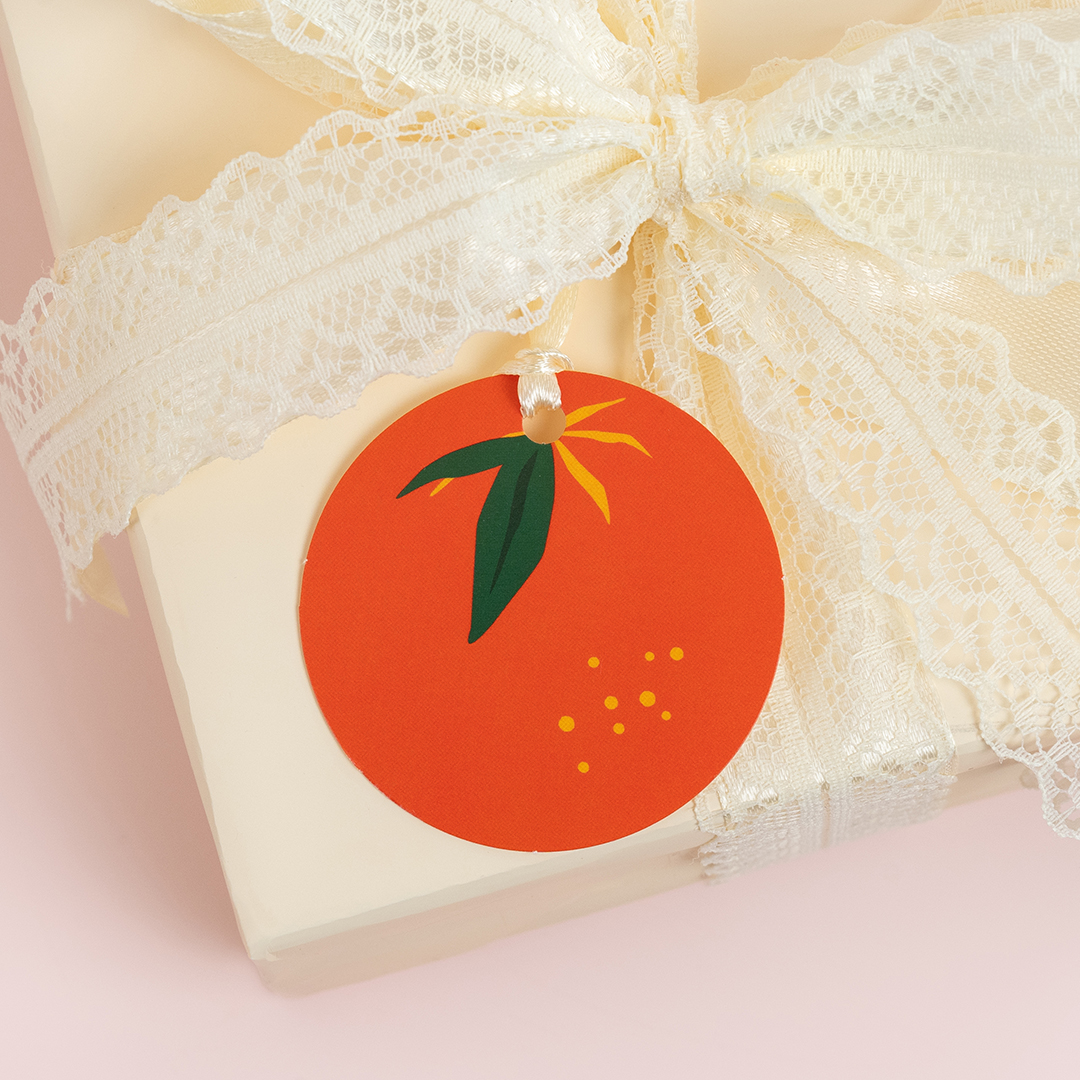 Бирки для подарков, Круг, Мандаринка, 5,4 см, 20 шт.