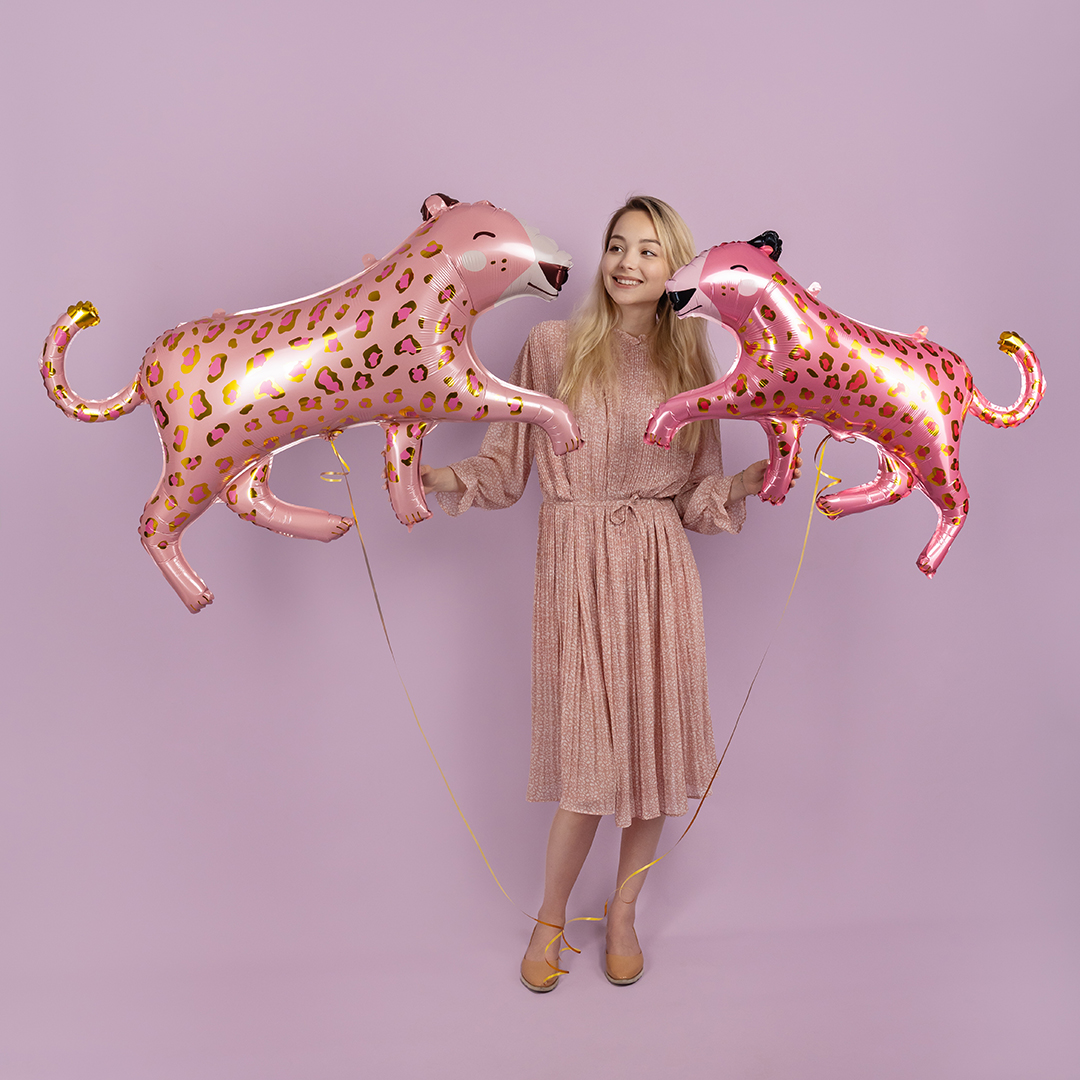 Шар (37''/94 см) Фигура, Леопард, Розовый, 1 шт. в уп.