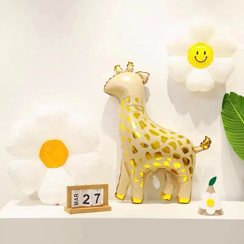 Шар (45''/114 см) Фигура, Жираф, Бежевый/Золото, 1 шт.