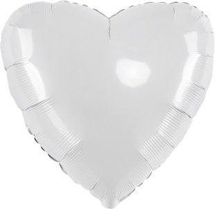Шар (32''/81 см) Сердце, Белый, 1 шт.