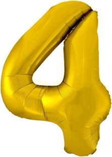 Шар (34''/86 см) Цифра, 4, Золото, 1 шт. в уп.