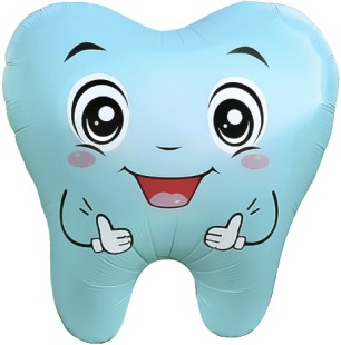 Шар (21''/53 см) Фигура, Милый Зубик, Голубой, 1 шт.