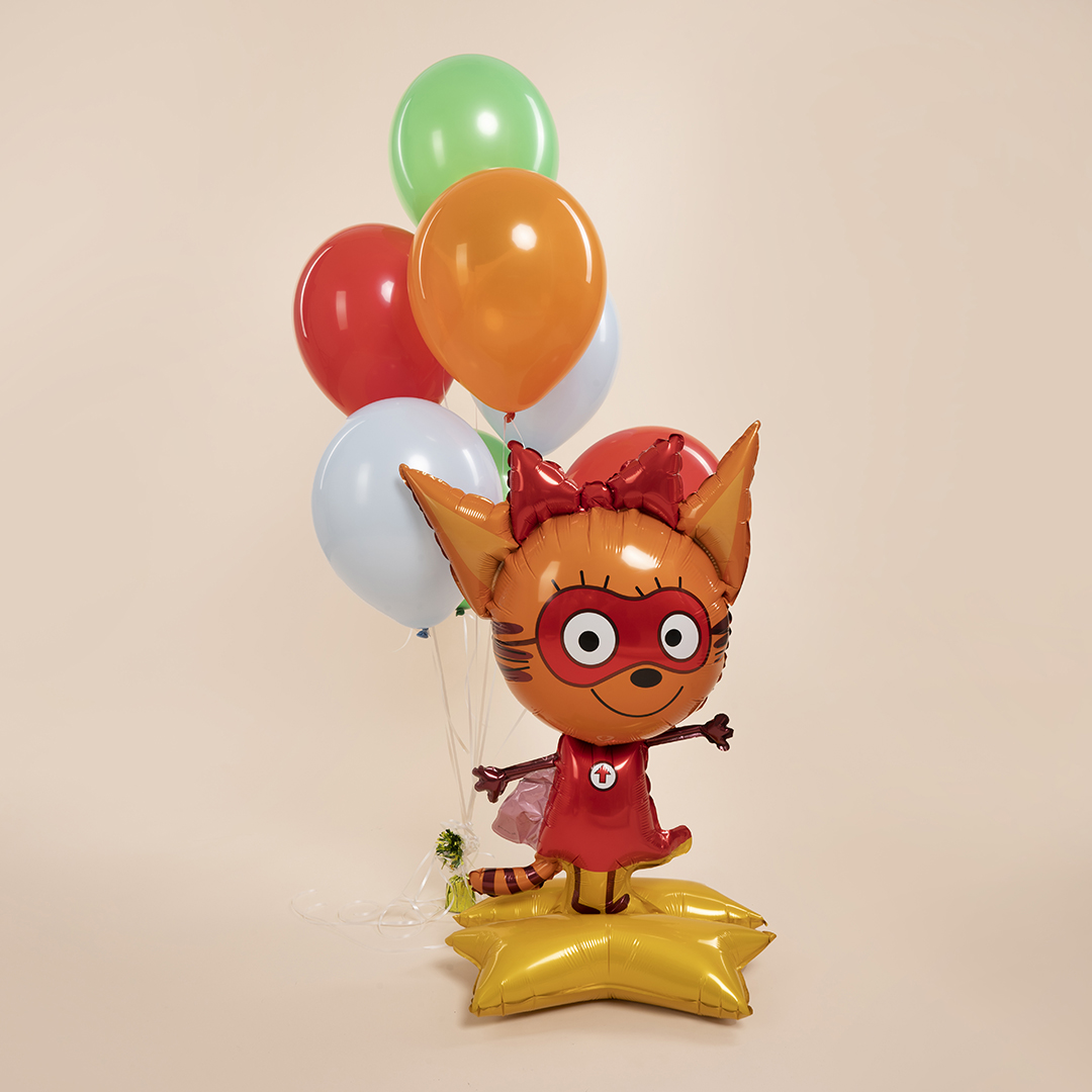 Шар 3D (40''/102 см) Фигура на подставке, Три Кота, Карамелька, 1 шт. в уп.